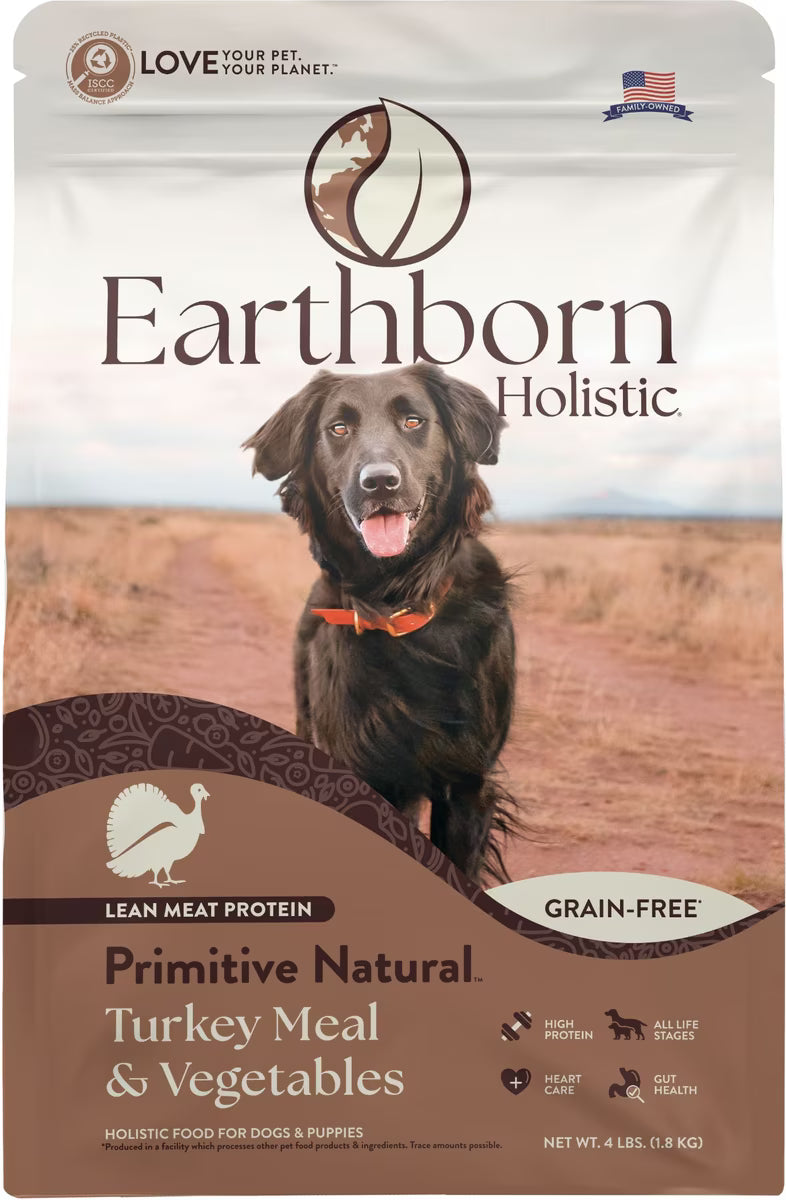 Earthborn Holistic Primitive Natural Grain-Free Dry Dog Food Turkey Meal & Vegetables 4lb