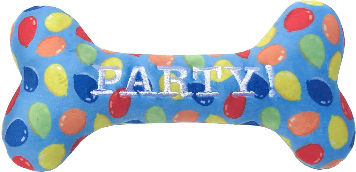 Party Time Bone Dog Toy (Large Blue)